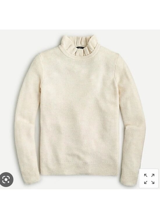 J. Crew Sweaters - J. CREW Women's EUC Ruffleneck Alpaca Bld. Pullover Sweater Cream AT815 | Size M